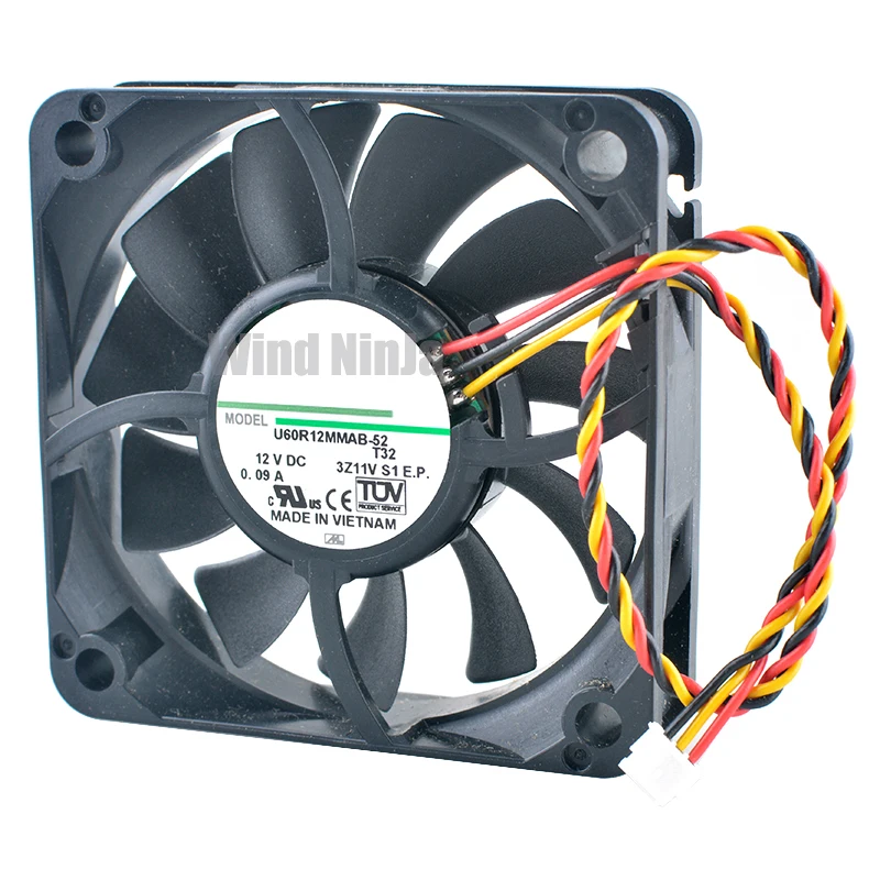 U60R12MMAB-52 6Cm 60Mm Ventilator 60X60X15Mm Dc 12V 0.09a 3pin Stille Koelventilator Voor Projectorchassis Cpu