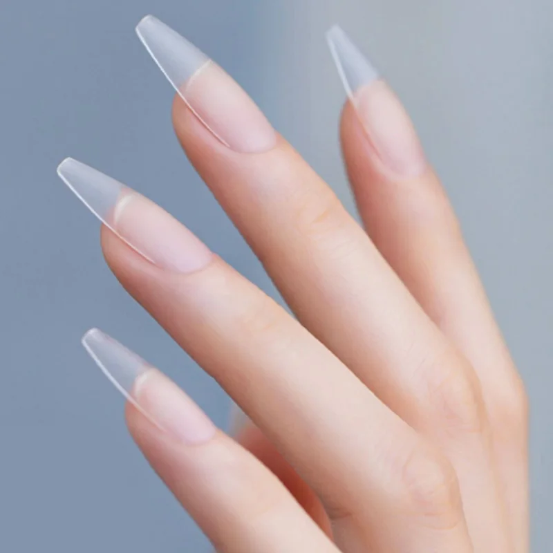 100PCS/Box Full Cover Press On Acrylic Nail Tips Matte Frosty Soft Gel Nail Tips for Extension Home And Salon DIY