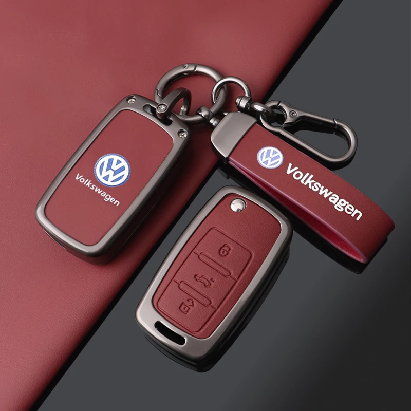 Fashion Zinc Alloy Leather Car Key Case Cover Shell for VW Volkswagen Polo Tiguan Passat B5 B6 B7 Golf 4 5 6 MK6 Jetta Lavida