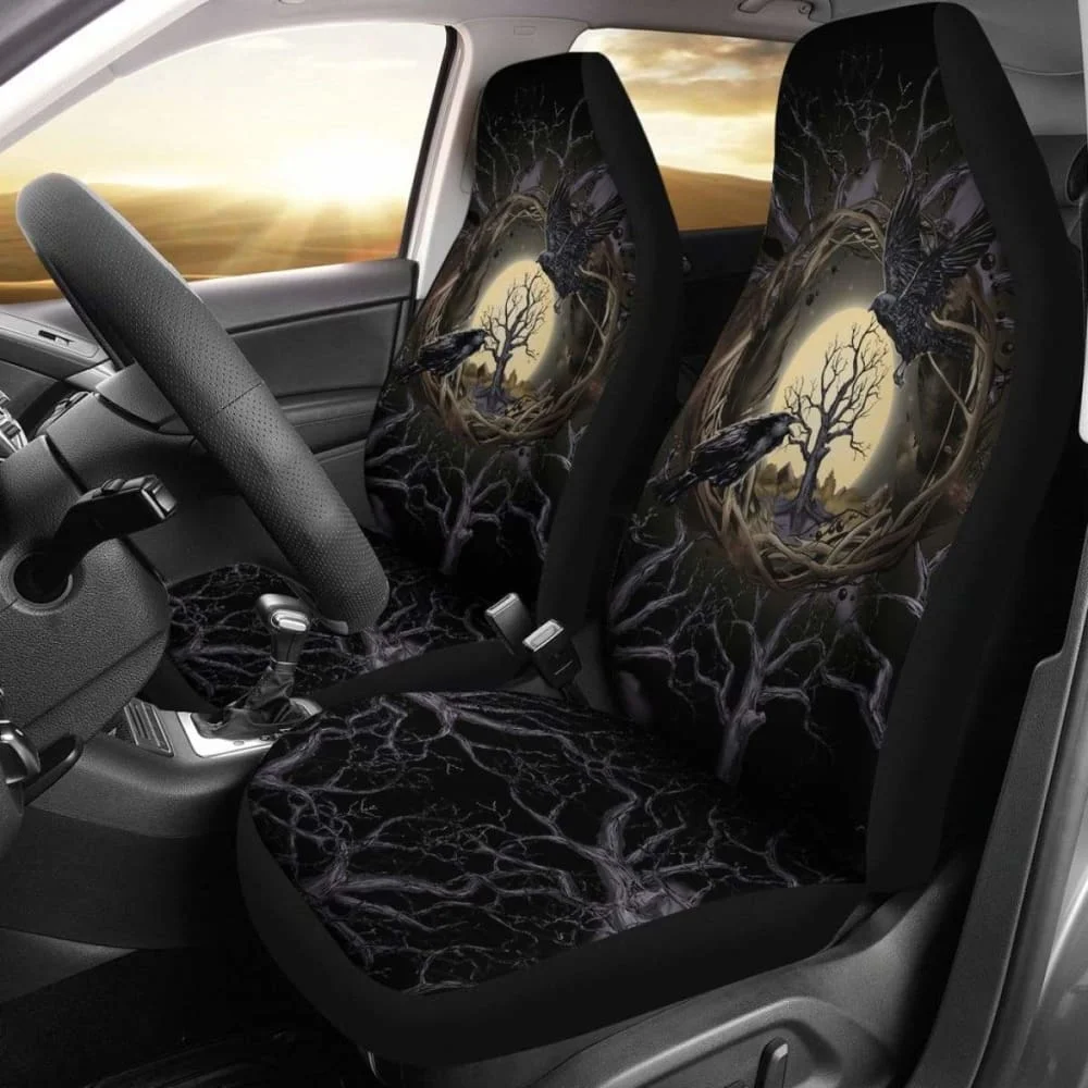 

Viking Car Seat Cover Raven Of Odin,Pack of 2 Universal Front Seat Protective Cover