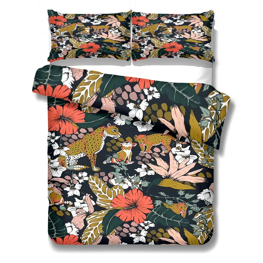 

Shivering Wild Animals Duvet Cover Set King Queen Double Full Twin Single Size Bed Linen Set