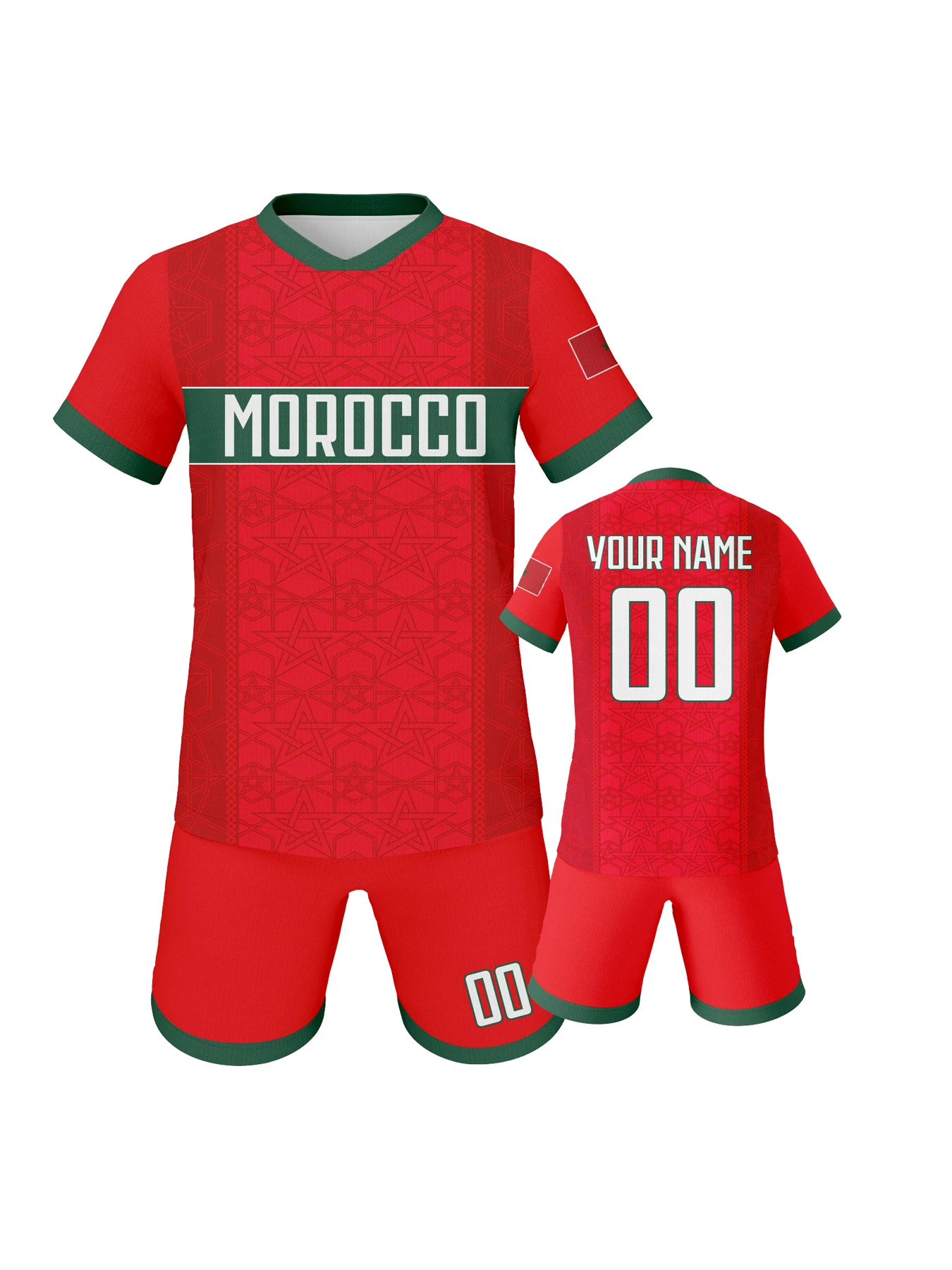 

Детский футбольный комплект в марокканском стиле с индивидуальной персонализацией, дышащая тренировочная форма национальной сборной с именем и номером