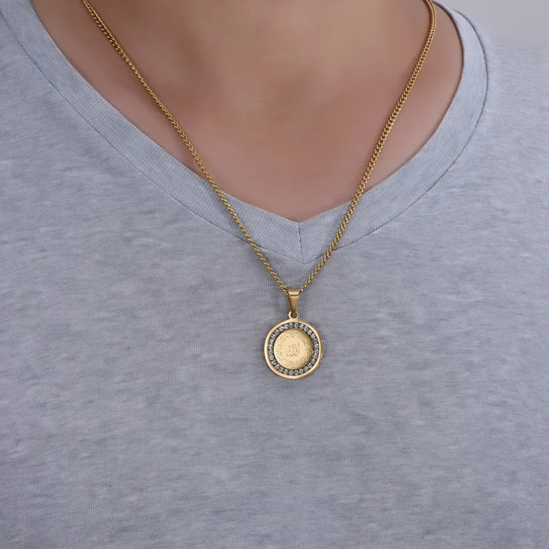 Runde Marke Kristalle Pullover Kette Titan Stahl Männer Frauen Personalisierte Mode Lange Halsketten Schmuck – Detail 4