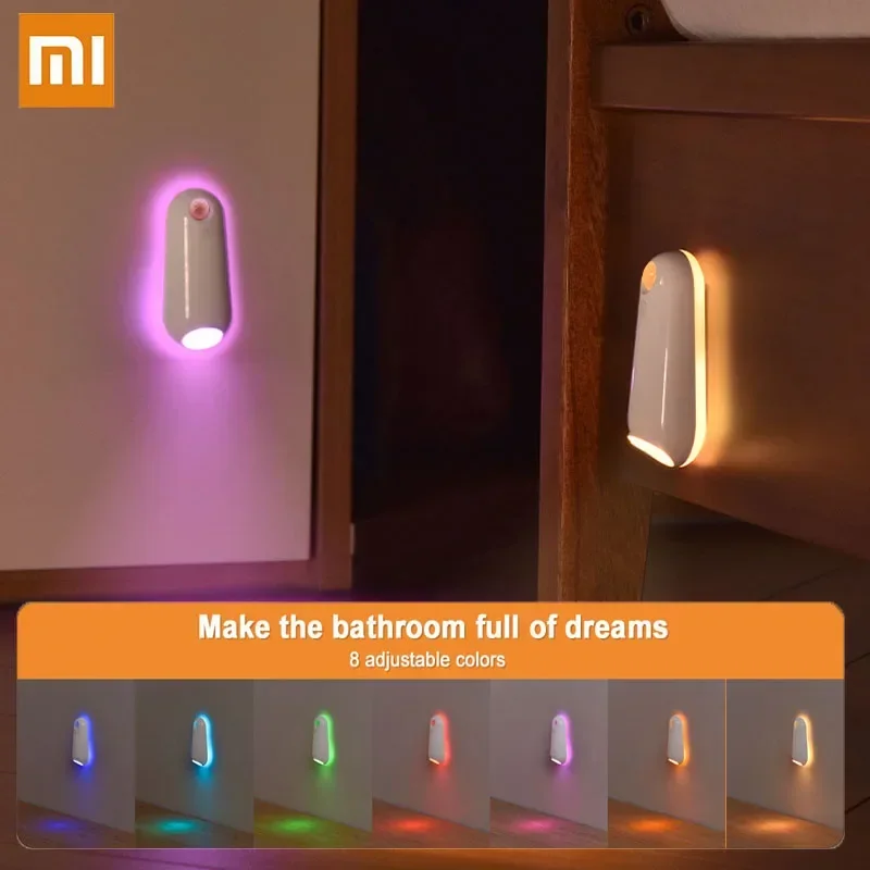 Xiaomi Toilet Night Light Motion Sensor Toilet Ambient Lights RGB Rechargeable USB Wall Lamp Waterproof For Bathroom Decor