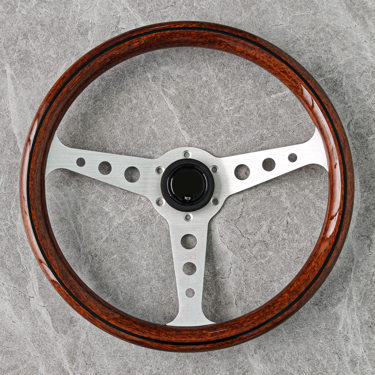 عجلة قيادة Motorsport Indy Heritage مقاس 350 مم. عجلة قيادة رياضية من خشب الماهوجني ومقلمة من الألومنيوم المصقول PC-ST54