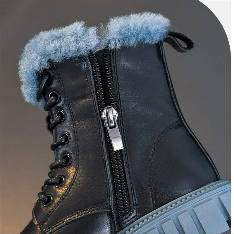 6-18y Korean Style Winter Fashion Boots For Girls Thick Warm Faux Fur Snow Boots Soft-soled Anti-slippery Fashion Boots Girls