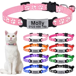 Personalized Adjustable Paw Cat Collar Bell Pet Products Small Large Kitten Safety Accessories Breakaway Tag Small Necklace