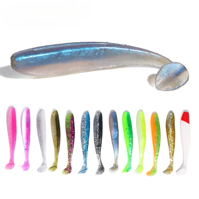 

Luya Bait 12-color Colorful Two-color T-tail Soft Bait 1.8g/6.5cm Artificial Bait with 10 Baits in A Bag.