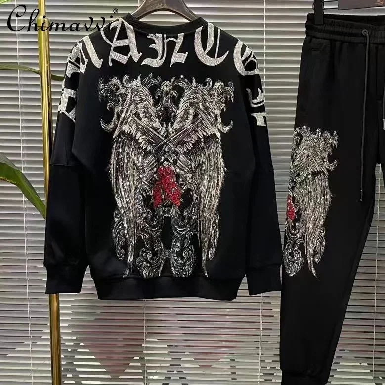 Autumn Winter Hot Diamond Tiger Head Thickened Sweatshirt Fashion Long Sleeve Handsome Loose Men's Large Size Printed Hoodies