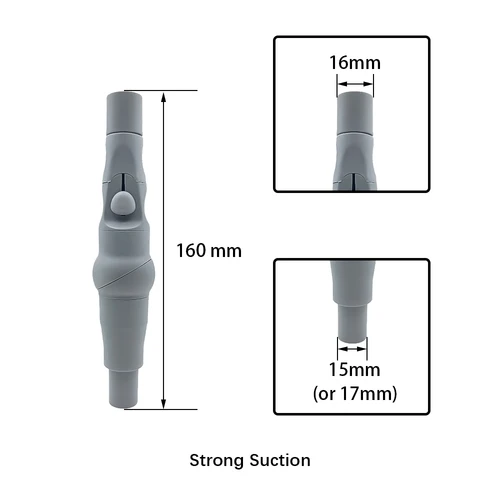 Imagen 2 del producto Ventosa giratoria Universal para Saliva Dental, mango de succión de 17/15/11/8mm, conexión fuerte, succión baja, Autoclavable, puntas de cabeza