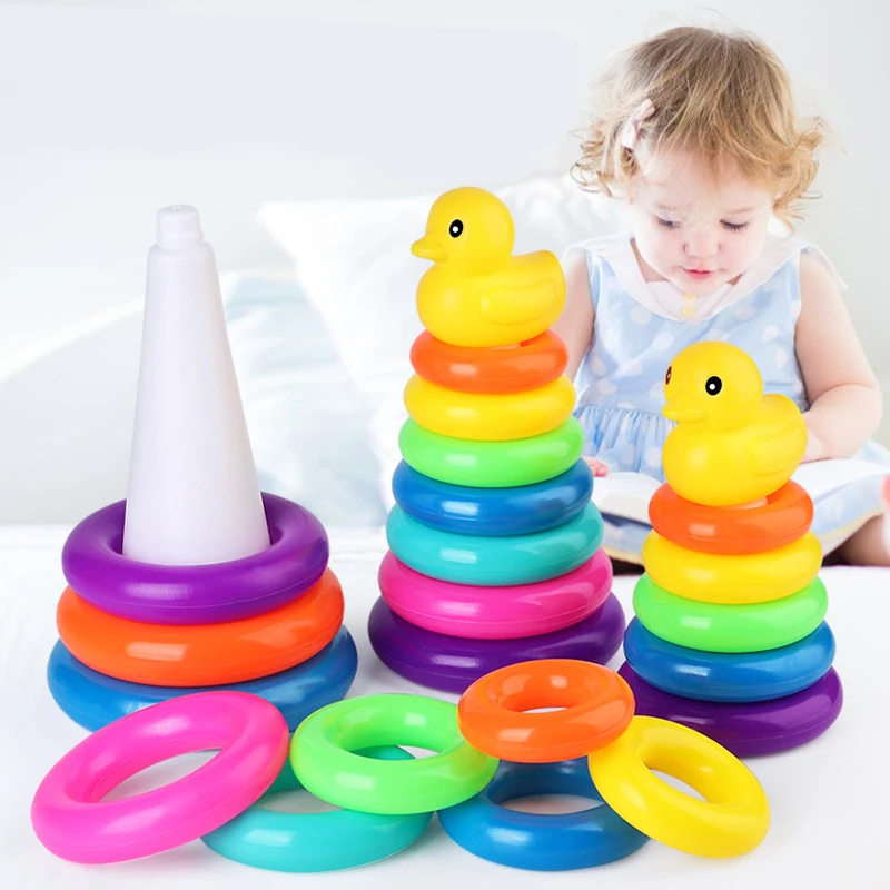 

Детская головоломка, пирамида, башня, чашка, игрушка-утка, Монтессори, развивающие игры для младенцев, штабелируемая дорожка, игрушка для развития ребенка