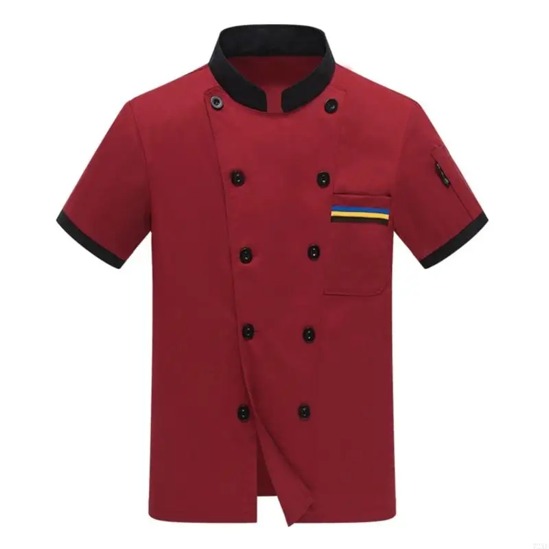 72xe Women Men Chefs Manga corta Chefs Chefs Chefs con botones tradicionales Restaurante hotel Trabajo Camisa Uniforme