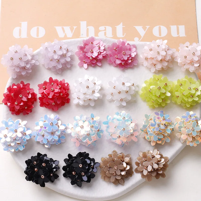 2pcs  Laser Illusion Flower Glitter Flower Cluster DIY Handmade Weaving Beaded Hair Clips Hair Accessories