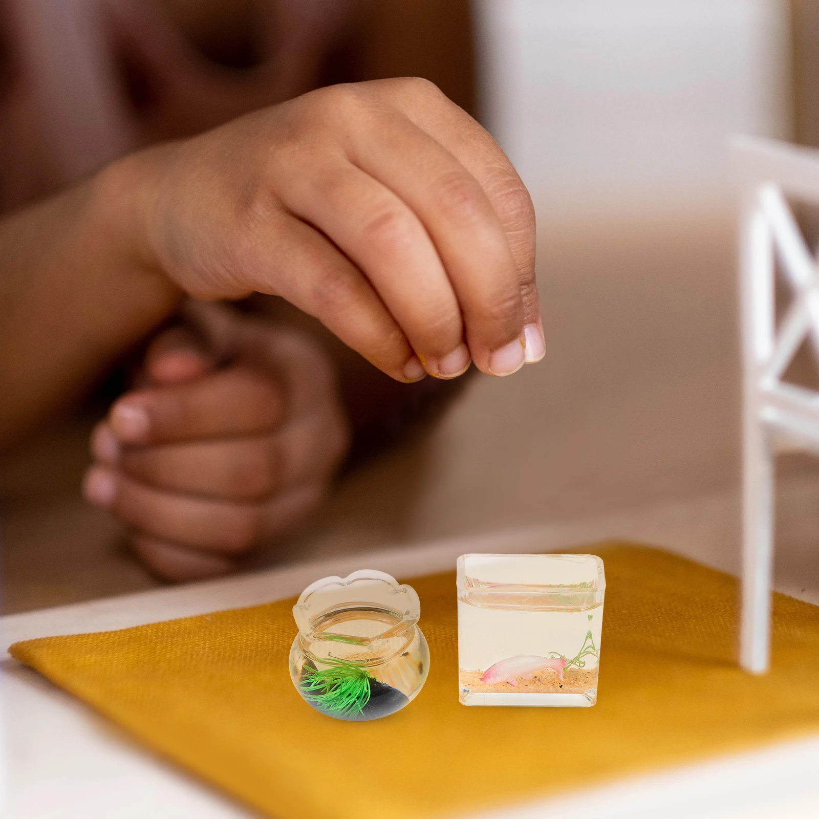 2 قطعة خزان أسماك منزل صغير حوض سمك مصغر رائع زجاج أكريليك متين تصميم واقعي لتخطيط الغرفة الصغيرة