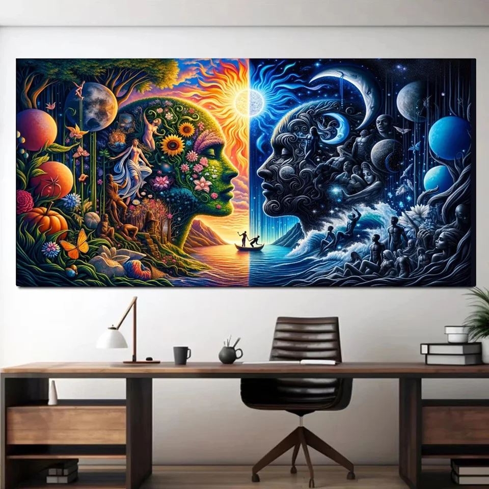 Fantasy Earth Yin Yang Landscape Magnificent, Woman And Man DIY 5D Diamond Painting Kits New Arrival Mosaic Diamond Embroidery