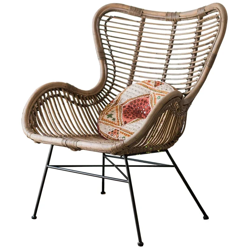 Rattan Chair Armchair Agate Rattan Handmade Art Outdoor Courtyard Furniture Leisure Chair