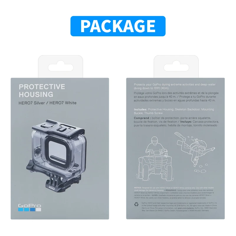 GoPro Protective Housing for HERO7 Silver HERO7 White Action Camera 40M (131ft) waterproof shell