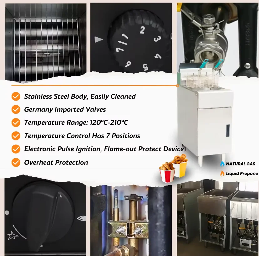 Ex-Factory Price 26L Stainless Steel Deep Fryer Single Commercial Kitchen Lpg Fryer For Chicken Fish