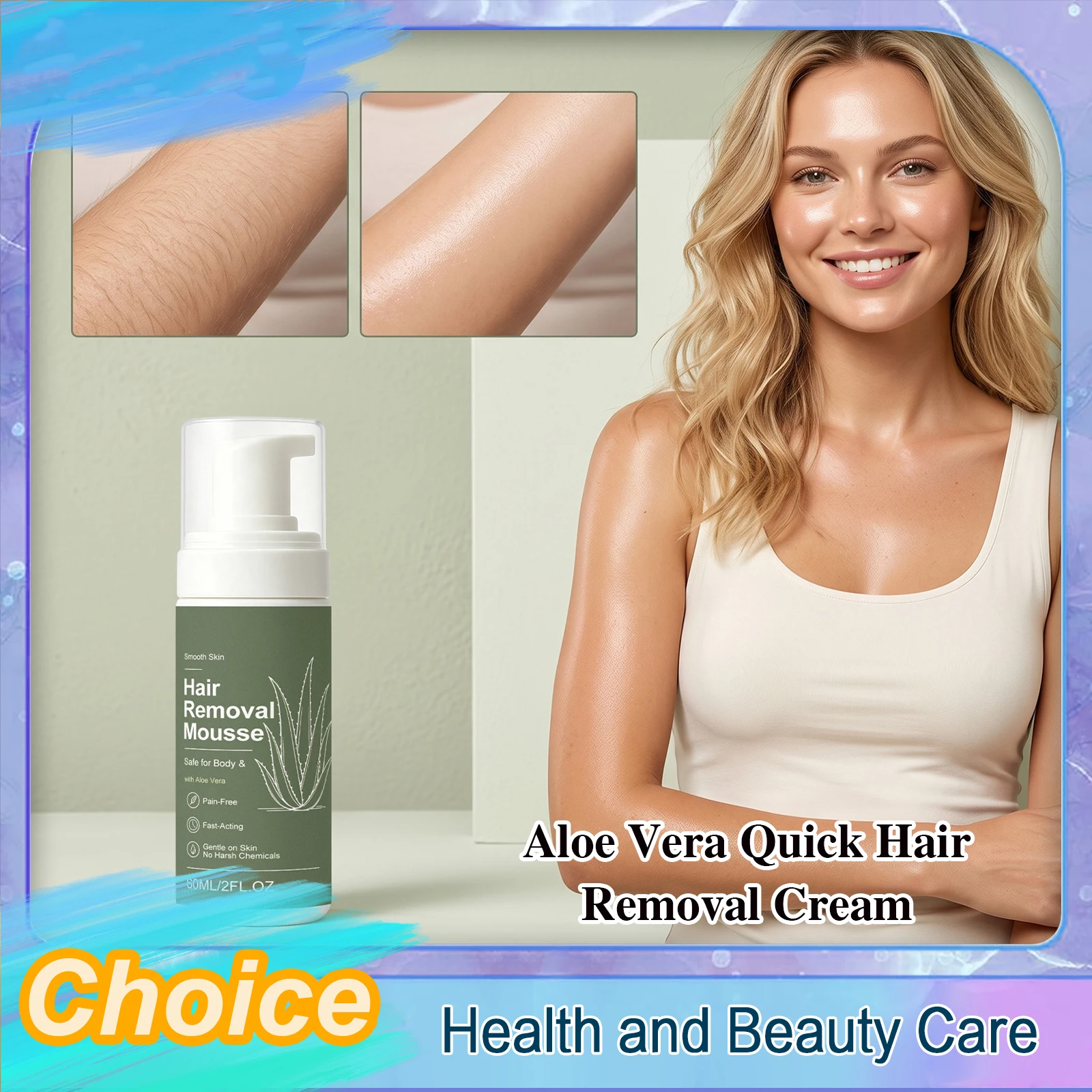 Aloe Vera Quick Hair Removal Cream Mousse Painless Moisturizing Skin Friendly Improve Dryness Female & Male Depilatory Spray New