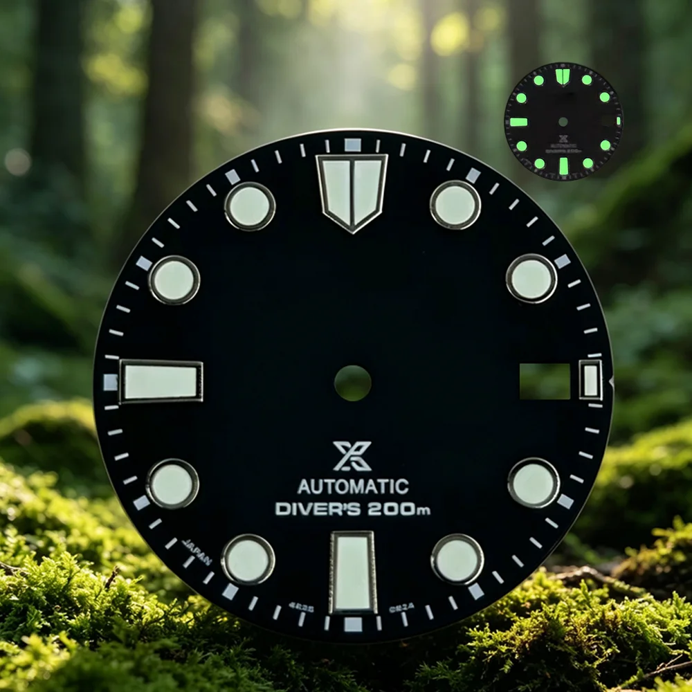 NH35 Dial 28.5mm Dial S Dial Green Lume Single Date Window Suitable for  NH35/NH36 movement  Watch Modification Parts