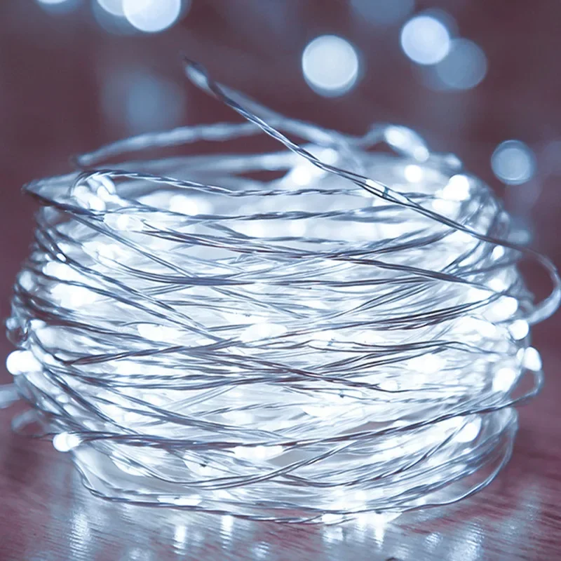 Guirxiété Lumineuse LED en Fil de Cuivre, Cordes d'Éclairage Dégradées, Lampes de Paysage à Piles USB, Décoration de ixde Noël et de Mariage