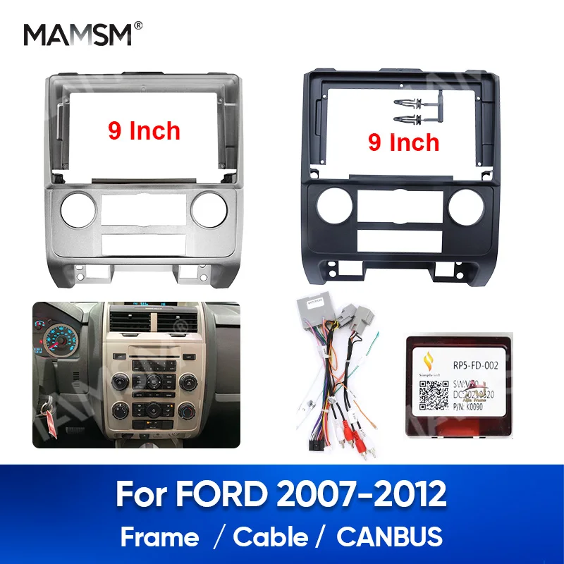 

MAMSM For Ford ESCAPE 2009 9 Inch 2 Din Car Radio Fascia Auto Stereo Audio DVD Player Dashboard Panel Frame Kit Canbus Box