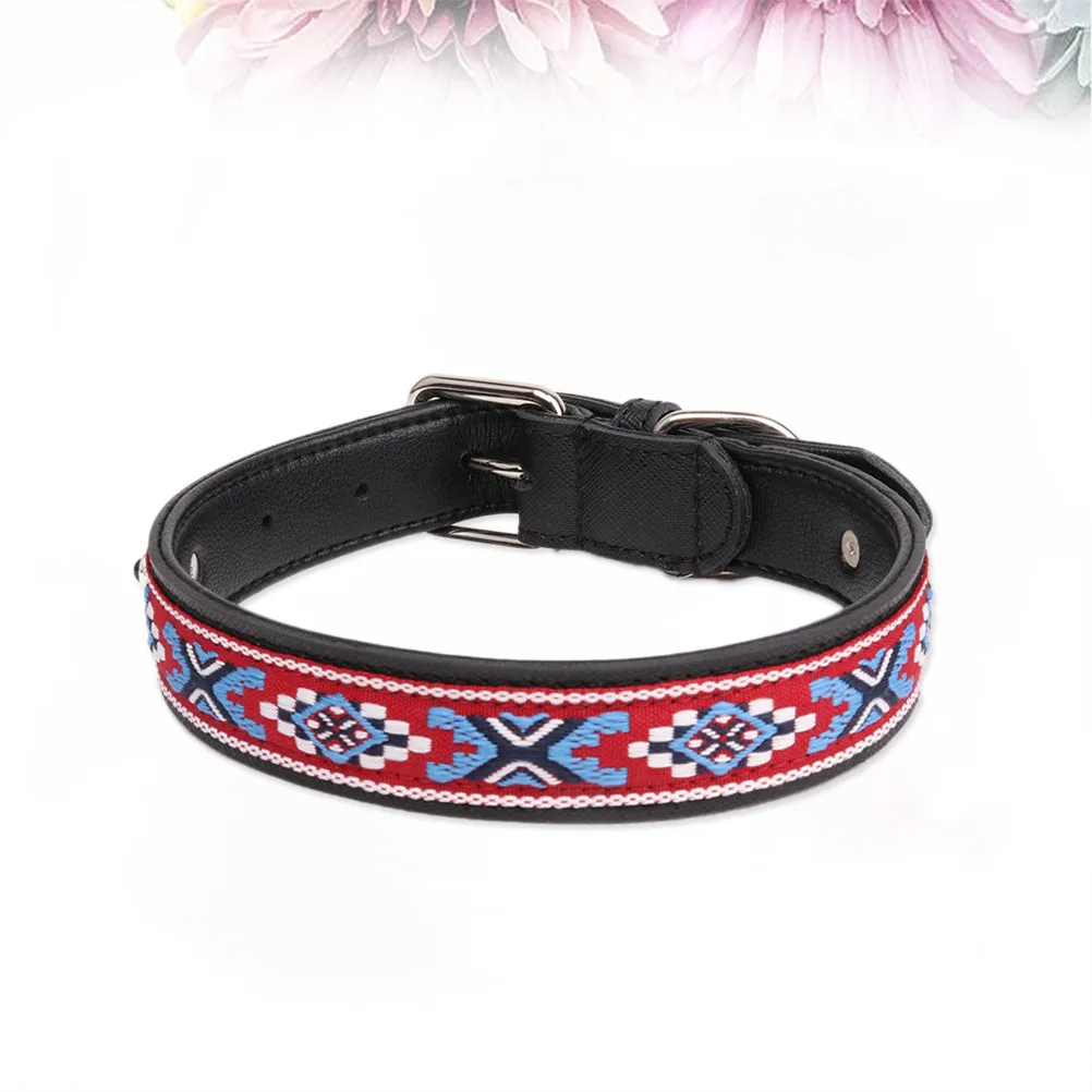 1Pcs Ethnic Design Adjustable Pet Collar 2.0x50cm Premium Cow Dog Collar for Small Medium Dogs Safe Secure Comfort Fit