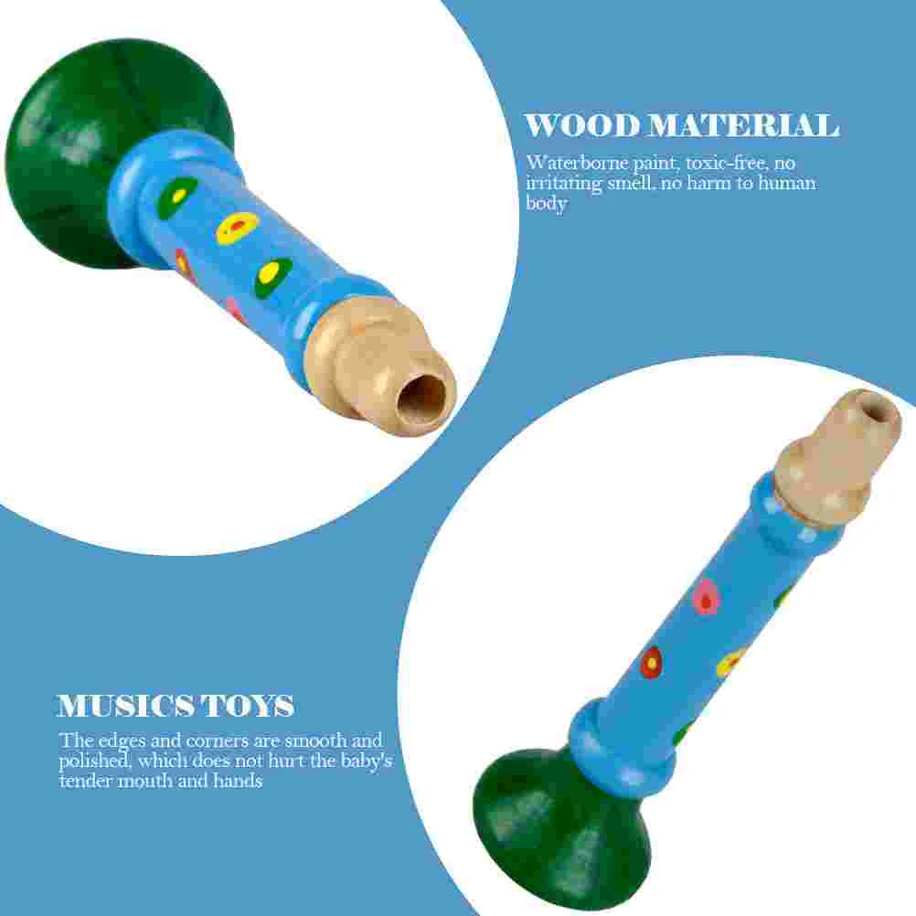 Early Learning Musical Toy Toys for Kids Wooden Horn Pearlescent Trumpet Instrument