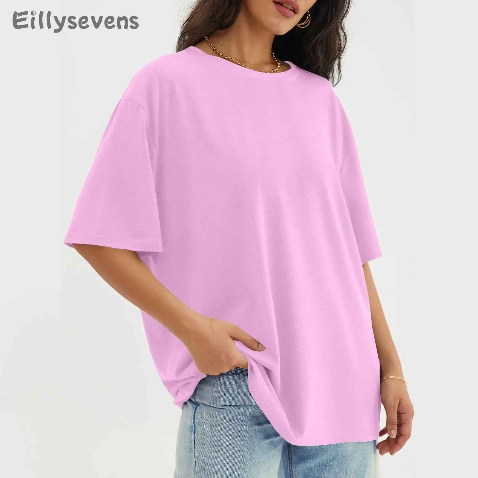 high quality Women's t shirt Fashionable Casual Half Sleeve Soild Color Round Neck top mujer Comfortable and versatile camisetas