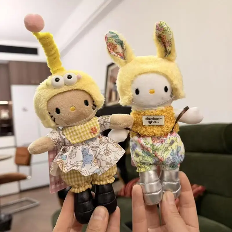 

Kawaii Long Legs Hellokitty Plush Pendant Dress Changeable Doll Clothes Ins Style Doll Ornament Backpack Keychain Decor Gift