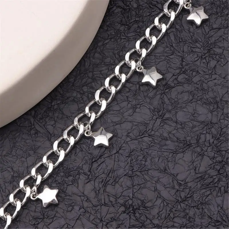 Punk Shoe Boot Chain Unique Star Charm Pendant Waist Boot Bracelet Harajuku Belt for Dancers Stylish Outfits