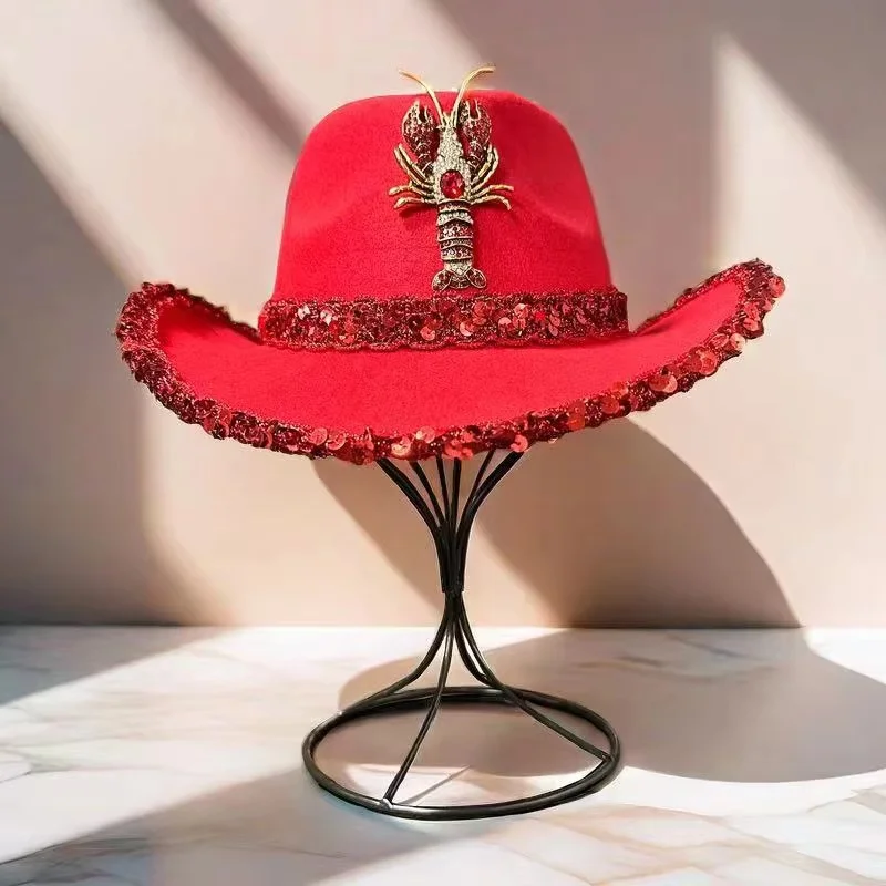 

HongLuan Western Red Disco Ковбойская шляпа со стразами для женщин - ковбойские аксессуары и деревенские ковбойские шляпы для взрослых женщин