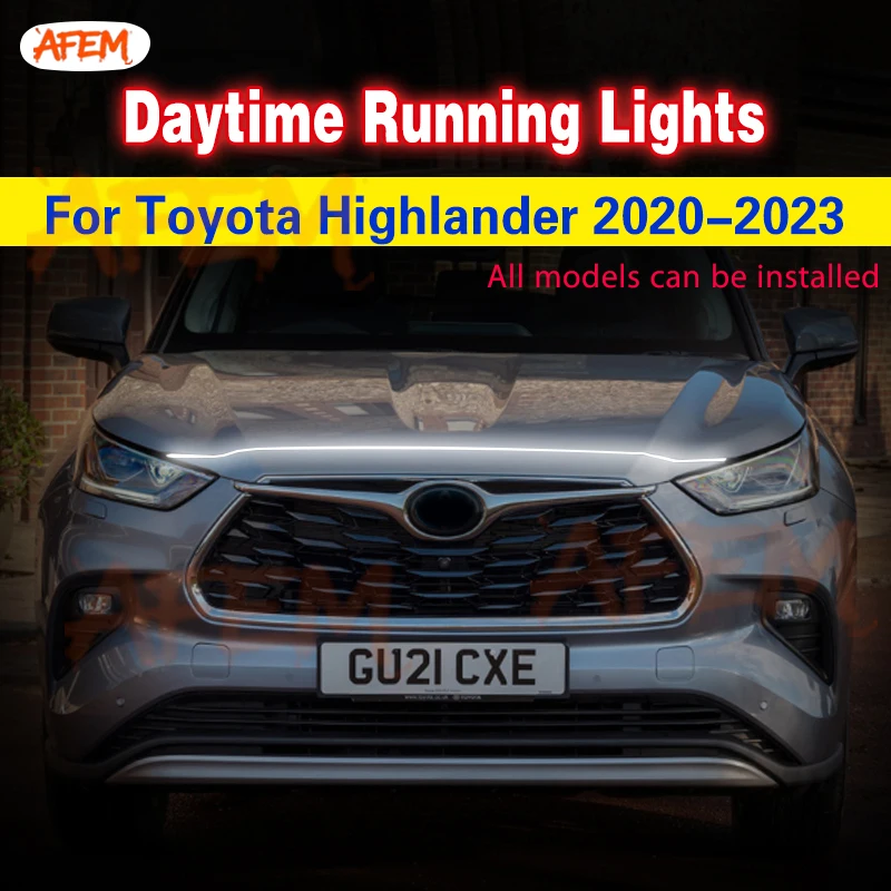 1 шт. DRL для Toyota Highlander 2020-2023, светодиодные дневные ходовые огни, дневные фары, противотуманные фары, декоративные атмосферные лампы, окружающее освещение