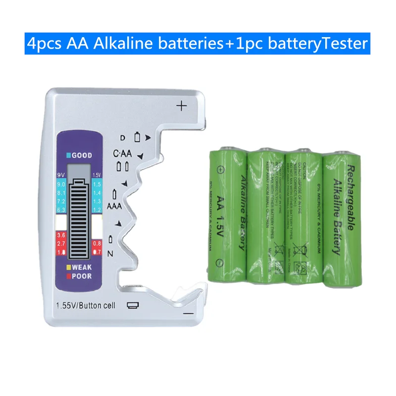 High energy efficiency   1.5V   LR6  AA Rechargeable alkaline battery  for  toy camera  shavermice with battery tester