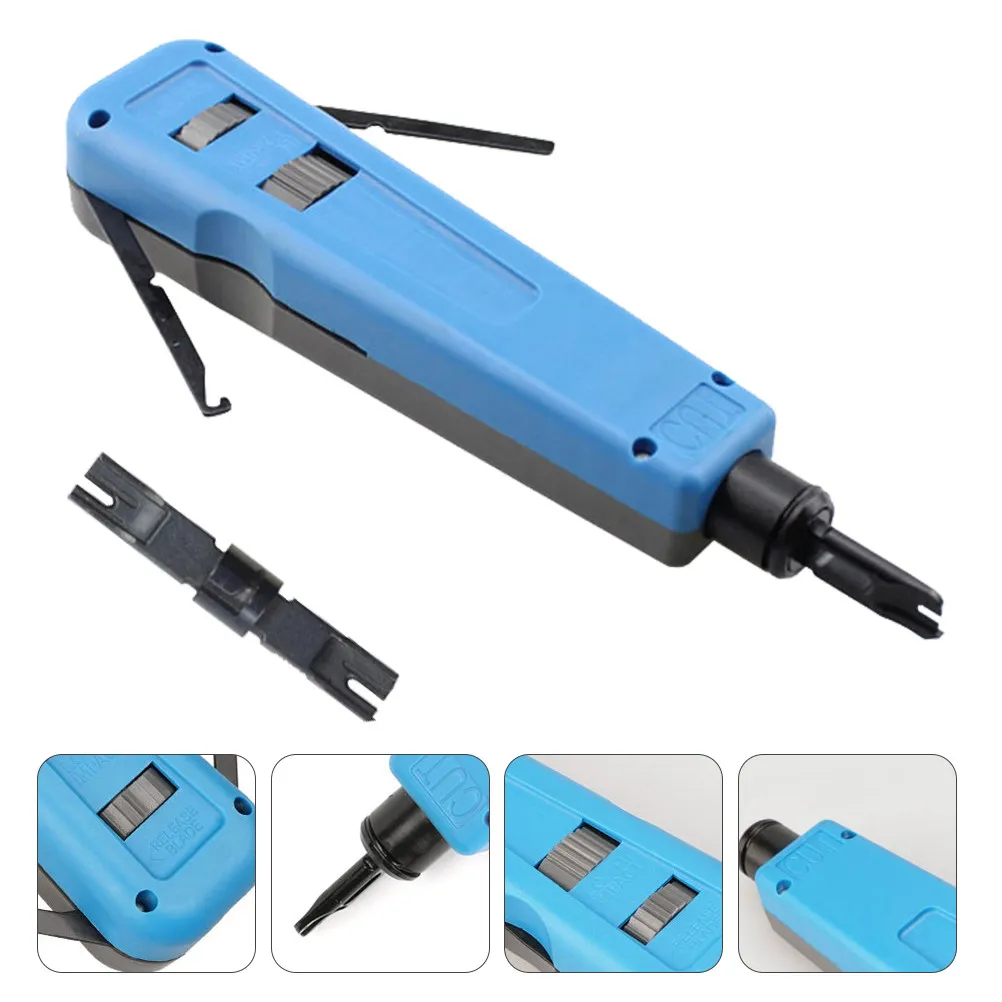 Network Wire Impact Punch-Down 110 88 Blades Adjustable Force Crimping Tool Anti-Skid Handle Storage Compartment