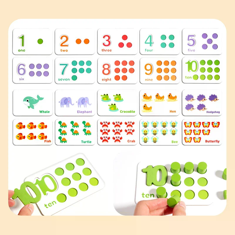 Juego de juguetes matemáticos aritméticos Montessori, juguetes Montessori de madera para niños pequeños para 2 3 4 5 6 años, juego de combinación cognitiva de números