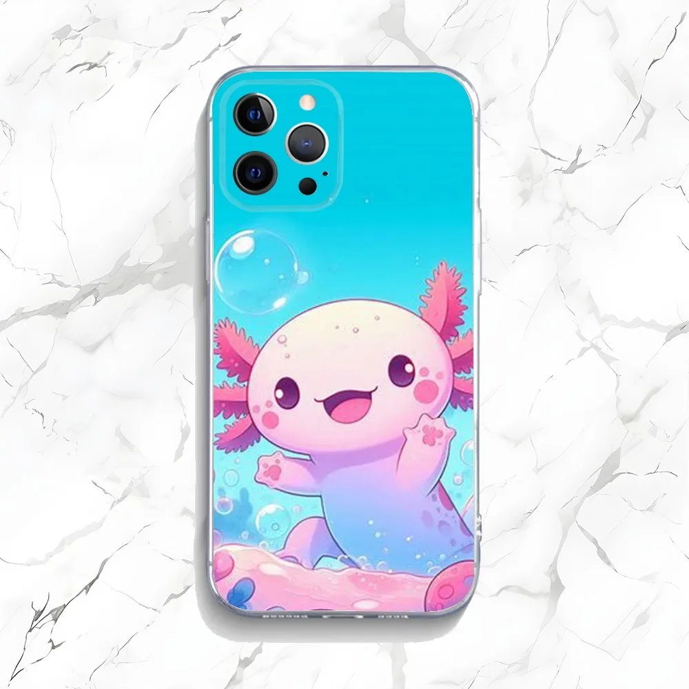 Cute Axolotl Phone Case For iPhone 15,14,13,12,11 Plus,Pro,Max,XR,XS,X,7,8  Plus,SE,Mini Transparent Silicone Soft - AliExpress 202192403