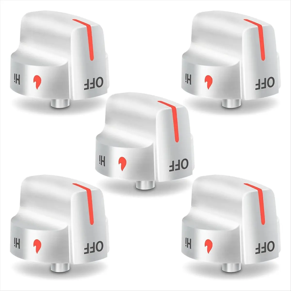 BRILLIANT 5 Pcs 5304509064 Knobs Replacement for -Gas Stove Knobs, 5304509929 Replace -Gas Range Stove Knobs