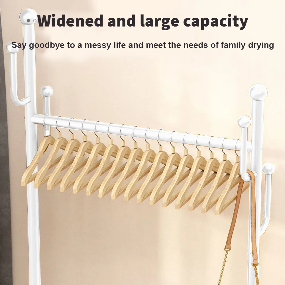 Stehender Kleiderständer mit Rollen und Ablage für Garderobe, Schlafzimmer und Wohnzimmer – Detail 2