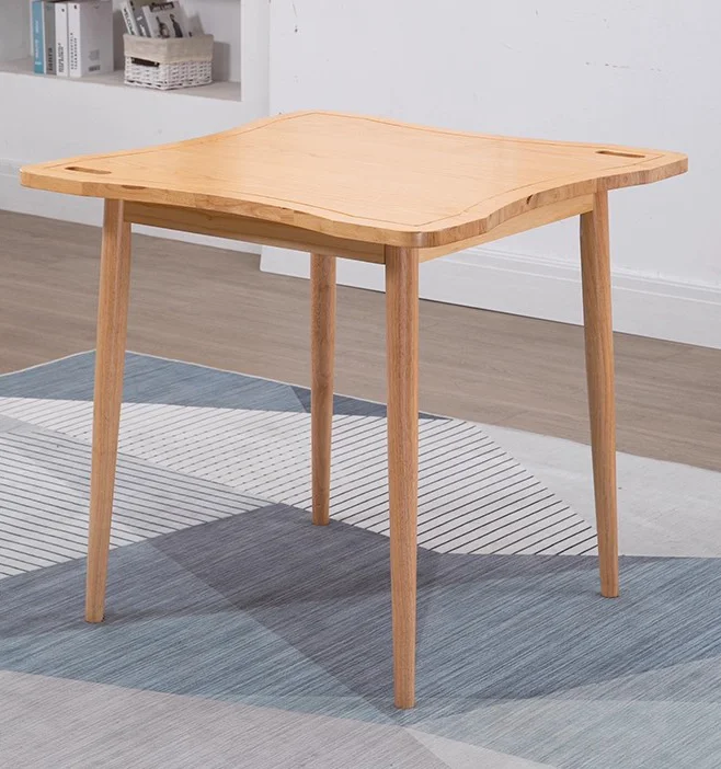 طاولة طعام متعددة الوظائف من الخشب الطبيعي مكونة من 4 مقاعد وطاولات مربعة حديثة لمنزل الرضاعة المسنين #3