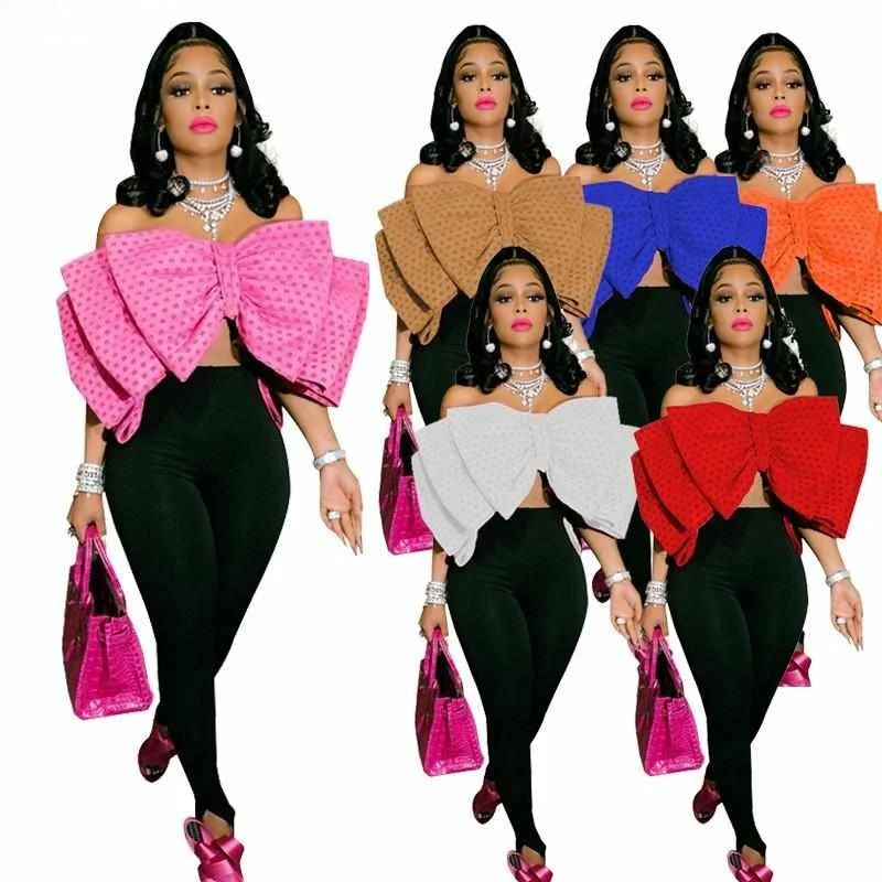 

Sexy Faionable Bal Top for Women with Large Bowtie Ultra ort Ultra Thin Cotton Ruffle Svel One oulder irt