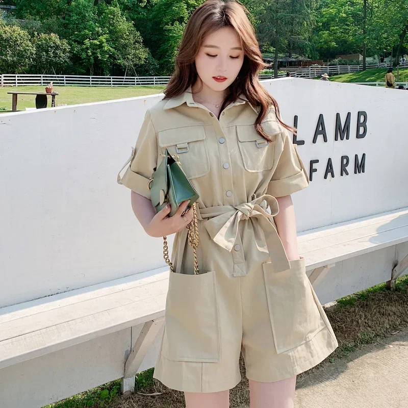 

Летний модный новый женский комбинезон, свободный комбинезон на шнуровке, рабочая одежда, шорты