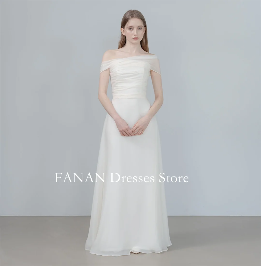 

FANAN Korea One Shoulder Elegant Wedding Dresses 웨딩드레스 Ivory Vintage with Corset Back Chiffon Customized Bride Gowns Plus Size