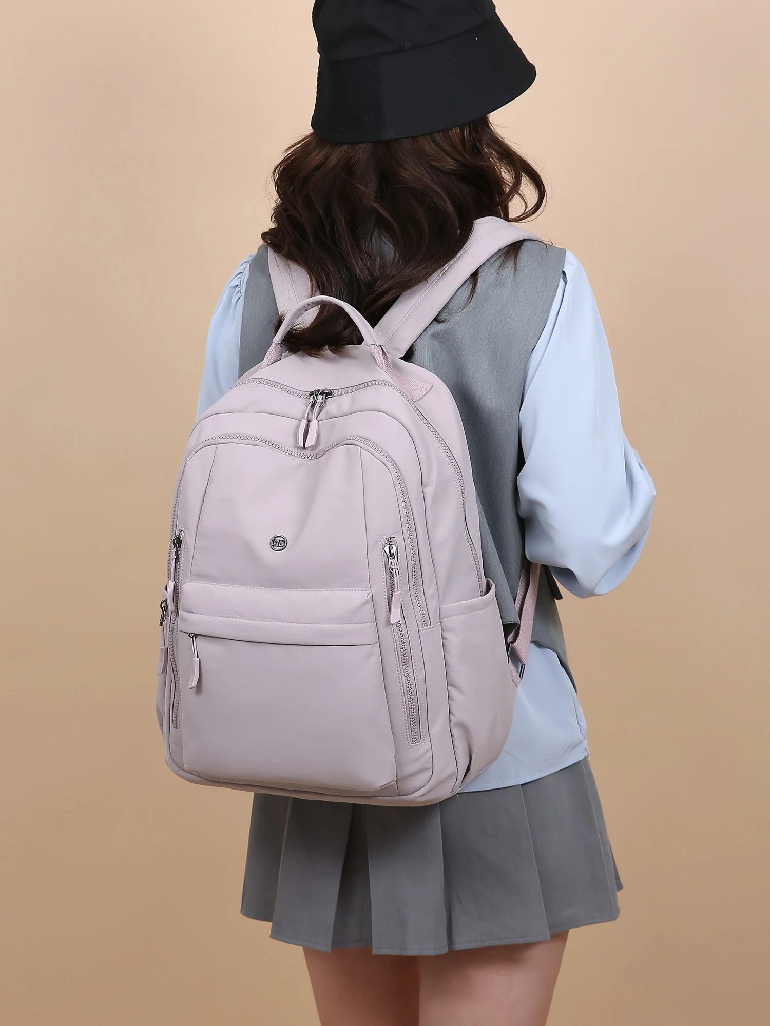 Ladies Outdoor Large Capacity Nylon Cloth Multi-layer Double Shoulder Bag Leisure Travel Backpack Hiking School Bag Casual Ba...