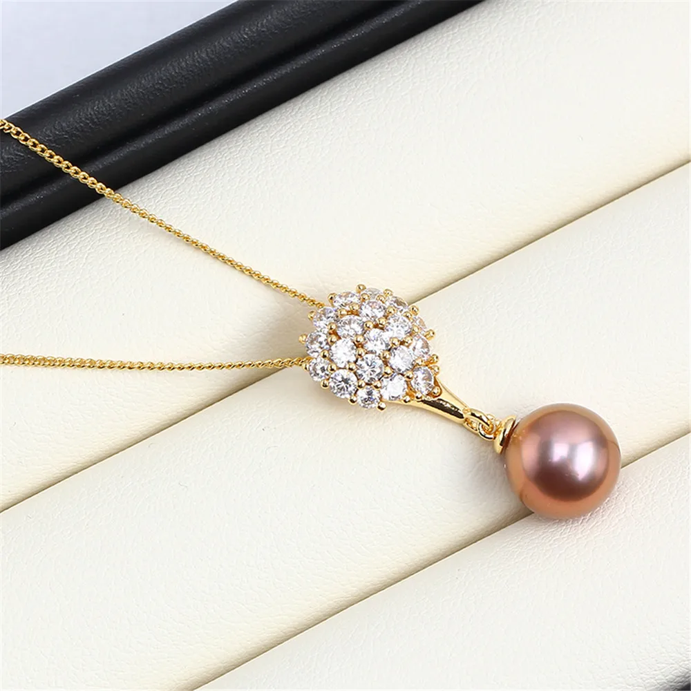 

Domestic 14k Gold-plated Small Dandelion Pearl Necklace Pendant Empty DIY Accessories