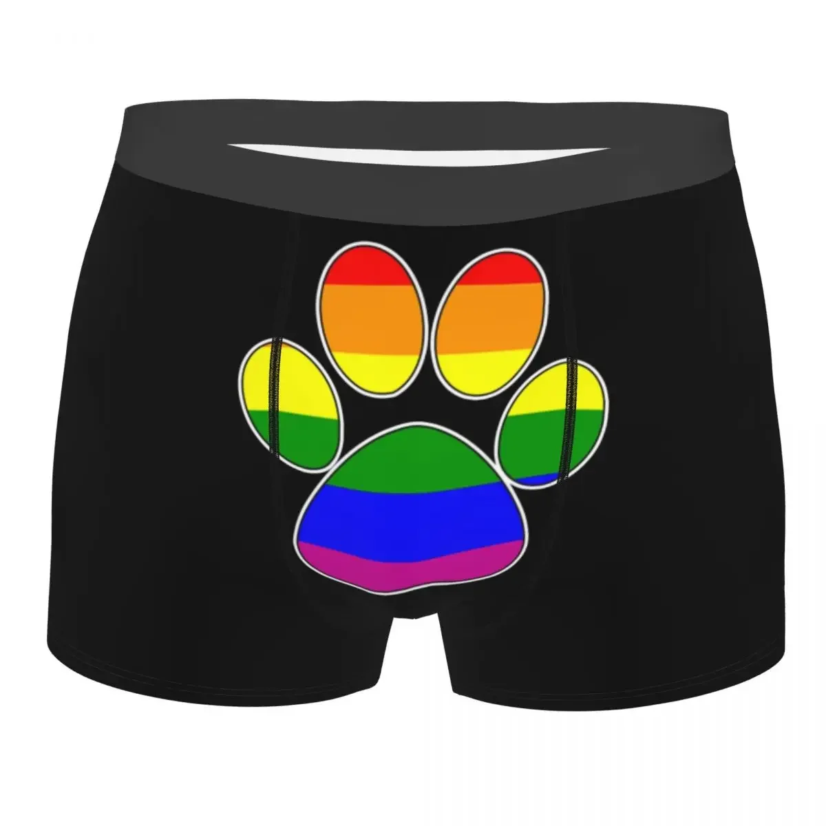 Custom LGBT Pride Gay Paw Underwear Men Stretch Boxer Briefs Shorts Panties Soft Underpants For Homme