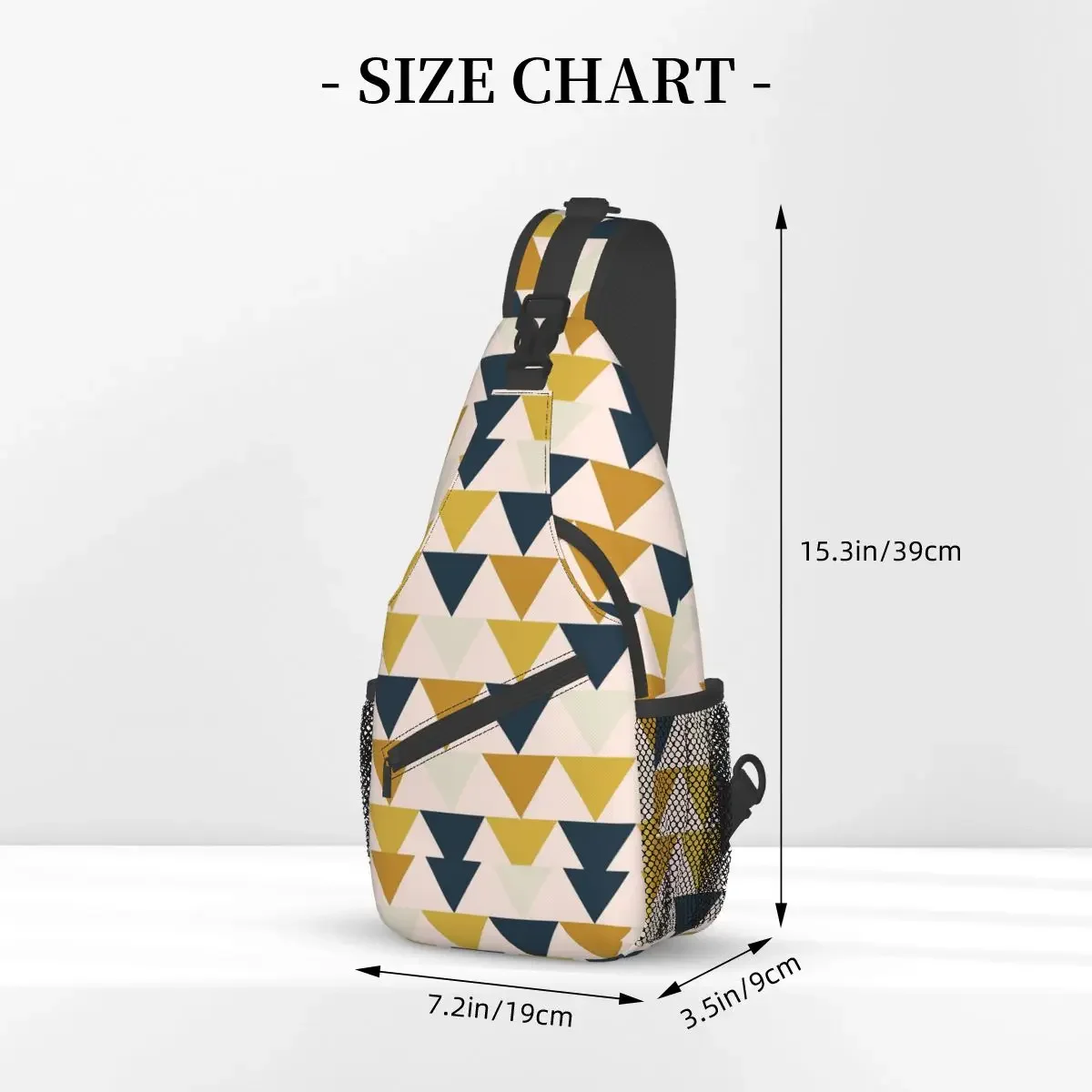 Arrow Yellows Navy Blue Sling Bag Chest Crossbody Shoulder Backpack Travel Hiking Daypacks Geometric Pattern Bag