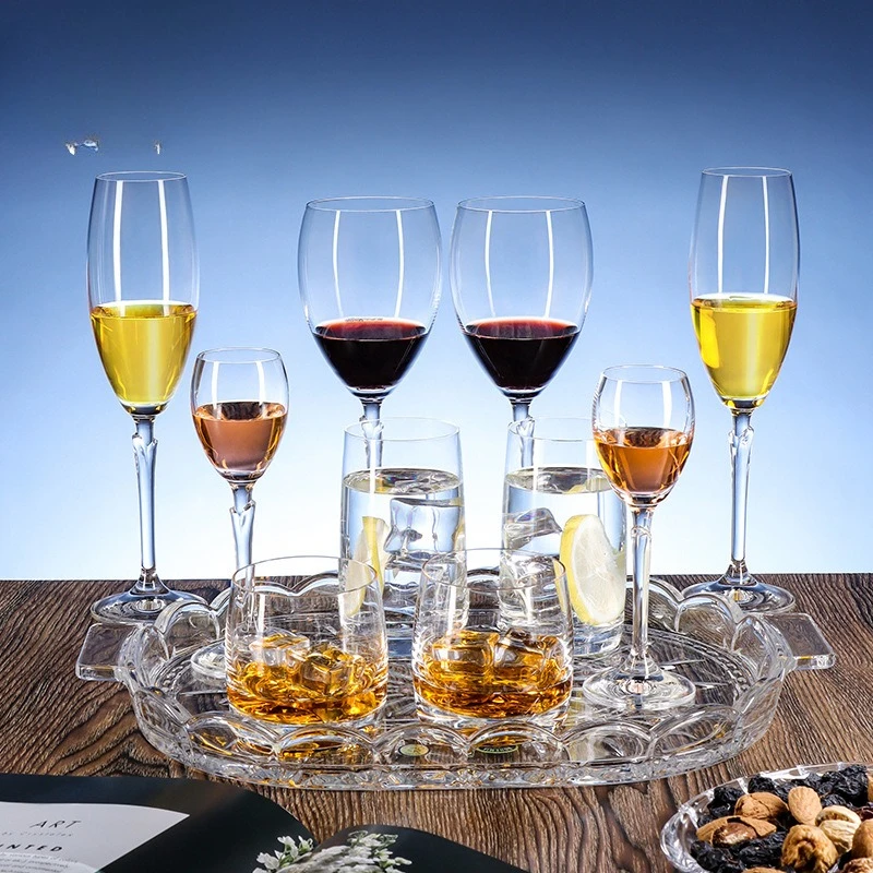 Crystal cup set, high-end red wine glass, beverage cup gift box, business wedding gift.