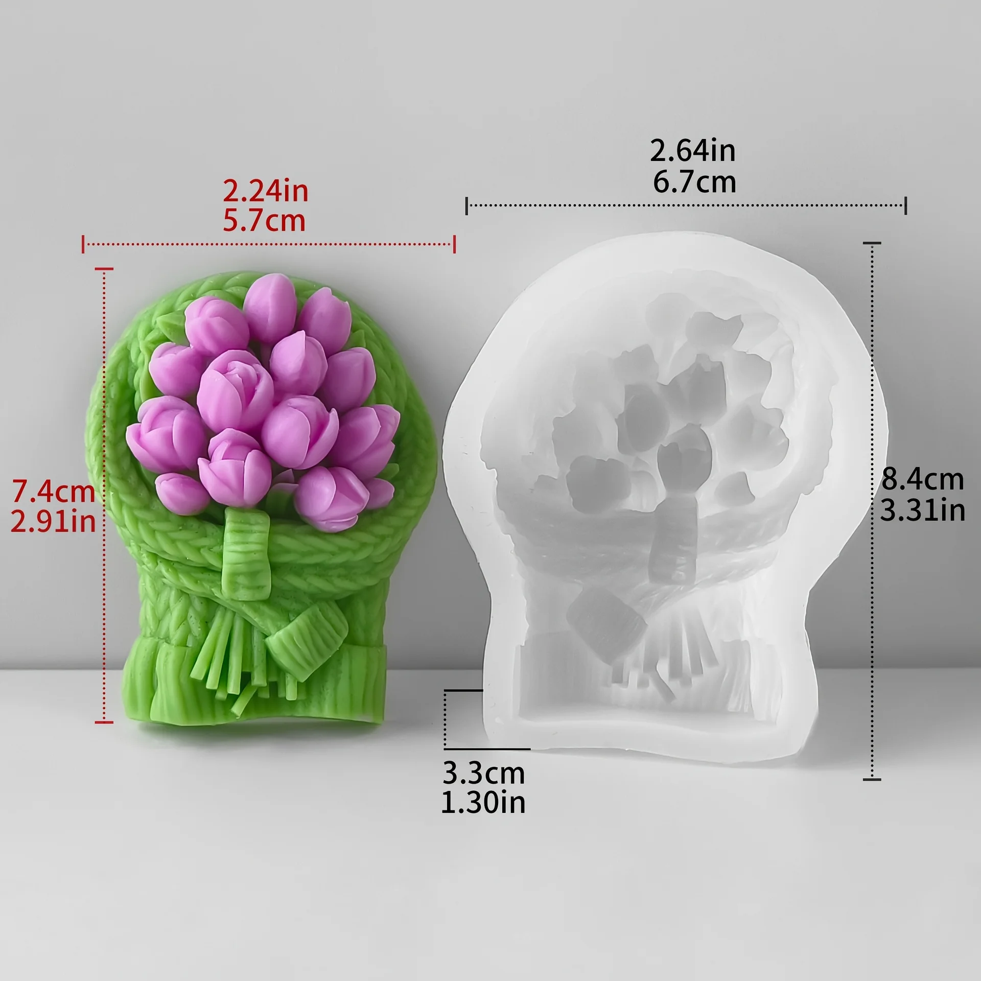 1 Stück Aroma-Kerzen-Gips-Autodiffusor-Steinformen, handgemachte Süßigkeiten- und Schokoladenformen, DIY Tulpen-Liebesblumen-Silikonform