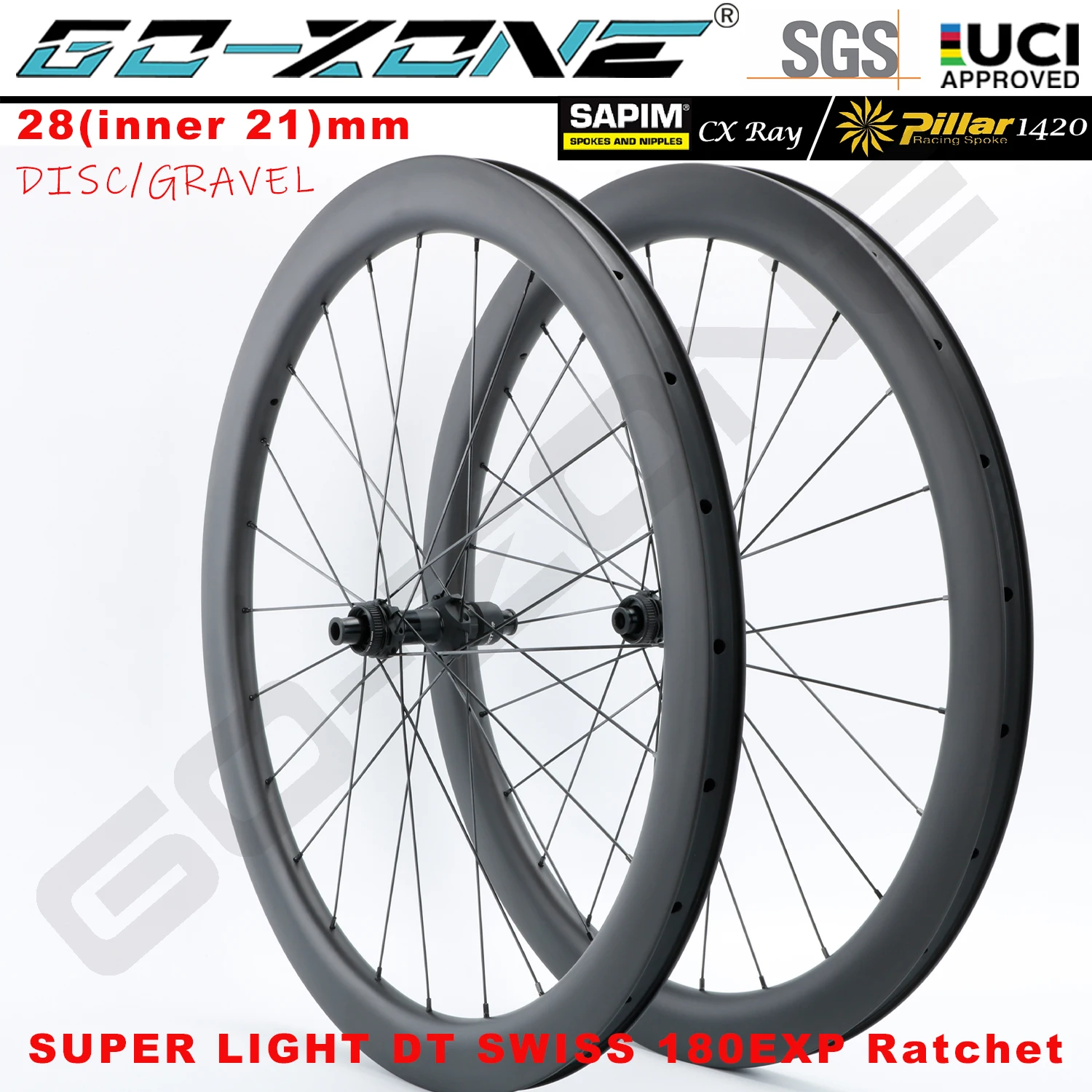 

700c Carbon Wheels Disc Brake Gravel Cyclocross DT 180 Sapim CX Ray / Pillar 1420 Super Light 28mm UCI Road Bicycle Wheelset